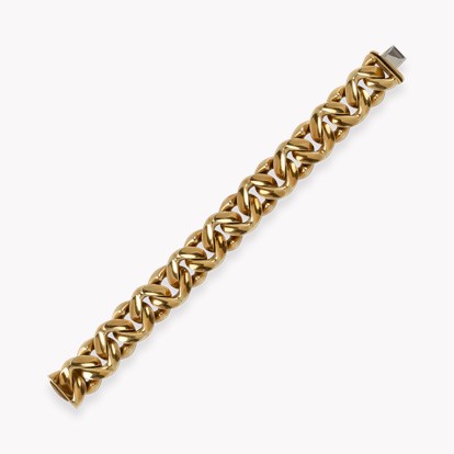 Retro Fancy Curb Link Gold Bracelet