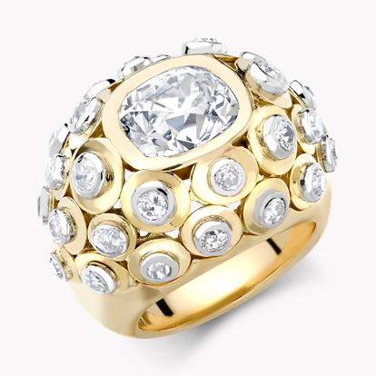 Cartier Paris Yellow Gold and Diamond Bombe Ring 3.50ct Old Cut Diamond
