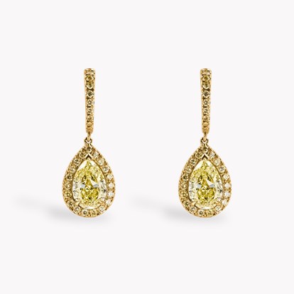 Celestial 2.11ct Fancy Yellow Diamond Drop Earrings in 18ct Yellow Gold