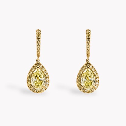 Celestial Fancy Yellow Diamond Drop Earrings 2.11cts in 18ct Yellow Gold