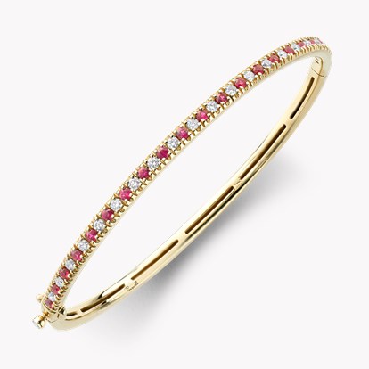 Ruby & Diamond Half Hoop Bangle