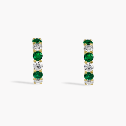 Brilliant Cut 2.89ct Diamond and Emerald Hoop Earrings
