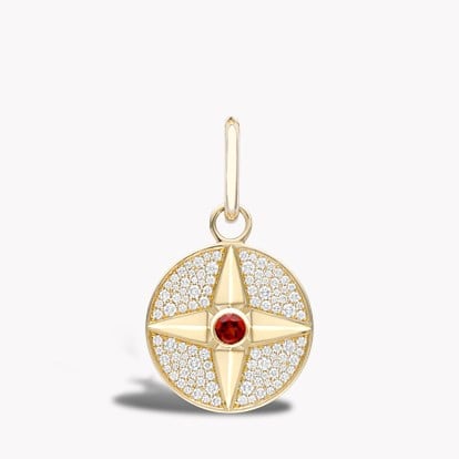 Garnet Pendant Charm in 18ct Yellow Gold