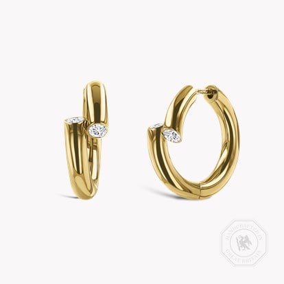 Eclipse 0.17ct Diamond Hoop Earrings in 18ct Yellow Gold