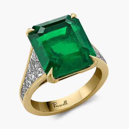 Masterpiece Pragnell Setting 8.58ct Colombian Emerald and Diamond Ring in 18ct Yellow Gold