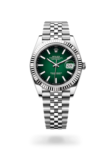 Datejust 41 * Oyster, 41 mm, Oystersteel and white gold with a Slate Fluted bezel and Jubilee, five-piece links bracelet