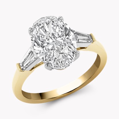 Oval Cut Diamond Ring - 4 Claw Setting 3.40ct in 18ct Yellow Gold