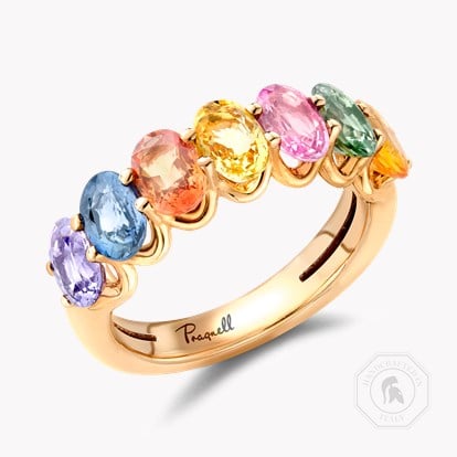 Rainbow Fancy Sapphire Cocktail Ring 3.53ct in 18ct Rose Gold