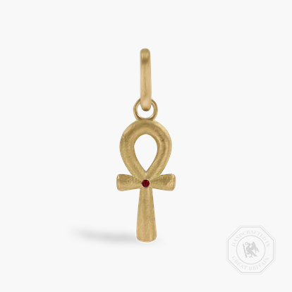 Ankh Cross Ruby Pendant Charm