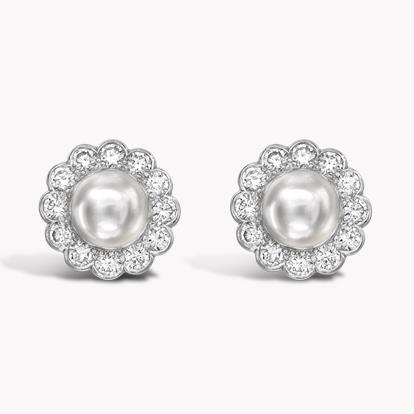 Contemporary Natural Pearl Ear Studs 1.20ct in Platinum