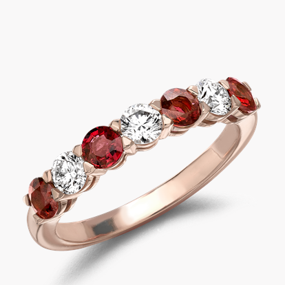 Ruby and Diamond Seven-Stone Ring 1.17ct in 18ct Rose Gold