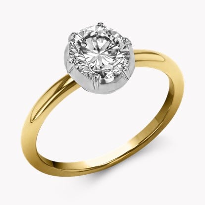 Georgian Setting 1.36ct Diamond Solitaire Ring in 18ct Rose Gold and Platinum 