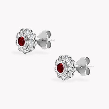 Contemporary Ruby and Diamond Earrings