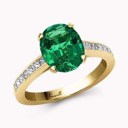 Gatsby 2.33ct Emerald and Diamond Solitaire Ring in 18ct Yellow Gold