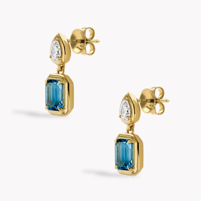 Skimming Stone 3.55ct Lukusuzi Aquamarine and Diamond Drop Earrings