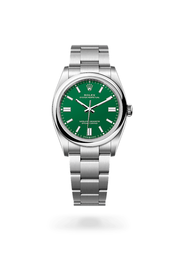 Oyster Perpetual 36 * Oyster, 36 mm, Oystersteel with a Multicoloured, Jubilee motif Domed bezel and Oyster, three-piece solid links bracelet
