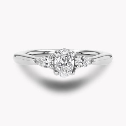 Oval and Pearshaped Three Stone Diamond Ring