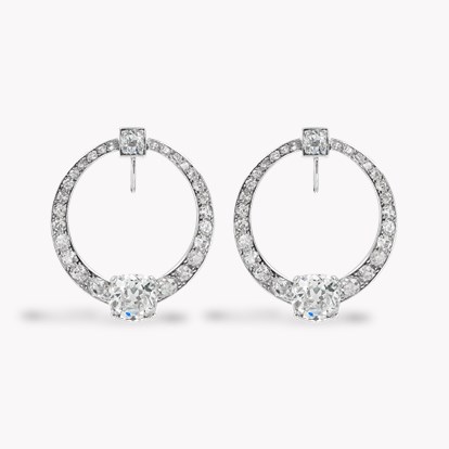 Art Deco Cartier Antique Cushion Cut Diamond Graduated Circular Earrings