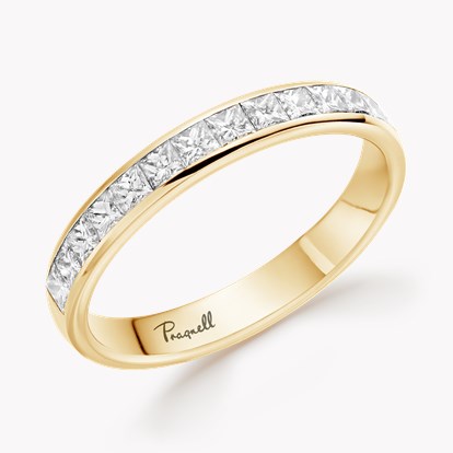 Princess Cut Diamond Half Eternity Ring 0.75ct in 18ct Yellow Gold