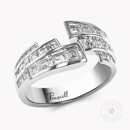 Manhattan 1.71ct Diamond Three Row Cross Over Ring in Platinum