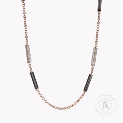 Valenza Diamond and Onyx Necklace 2.47ct in Rose Gold