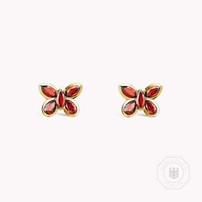 Butterfly Ruby Stud Earrings 1.36ct in Yellow Gold