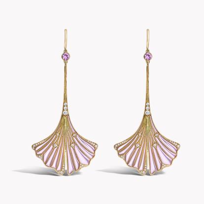 Wildflower Ginkgo Tsavorite and Yellow Diamond Earrings 0.68ct in Yellow Gold