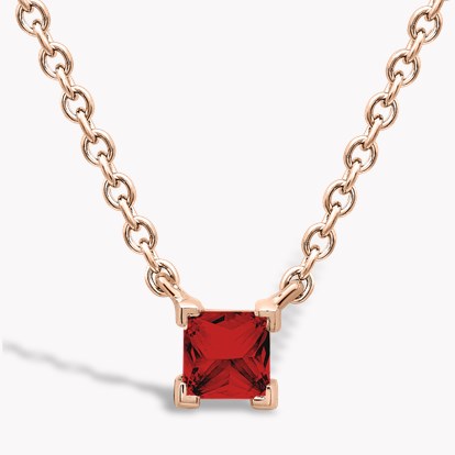 RockChic Ruby Solitaire Necklace 0.37ct in 18ct Rose Gold