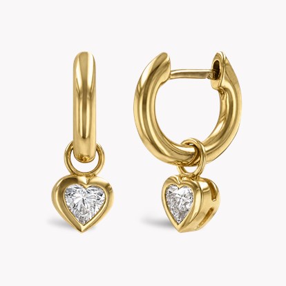 Sundance Heart Diamond Drop Hoop Drop Earrings 0.40ct in 18ct Yellow Gold