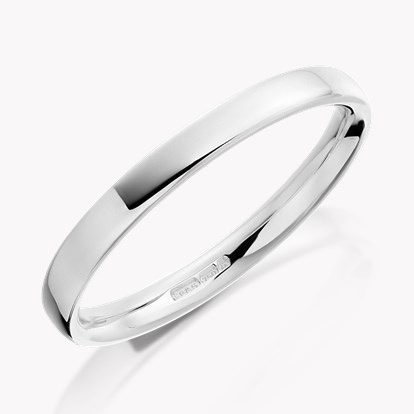 2.5mm Flat Court Wedding Ring in Platinum with softened edges 