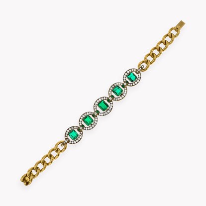 Victorian Emerald and Diamond Bracelet 11.00ct in 18ct Yellow Gold