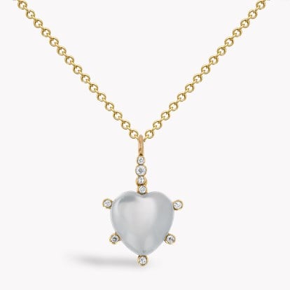 Heart Shaped Moonstone and Diamond Pendant