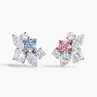 Masterpiece Bloom Setting Fancy Diamond Cluster Earrings