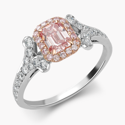 Masterpiece Cléo Setting Fancy Intense Pink Diamond Ring 0.63ct in Platinum & 14ct Rose Gold