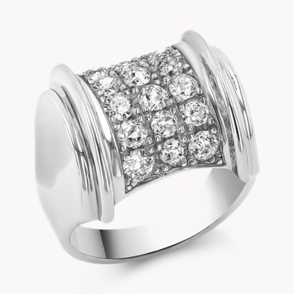 Art Deco Brilliant Cut Diamond Ring in 18ct White Gold