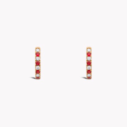 Ruby & Diamond Half Hoop Earrings