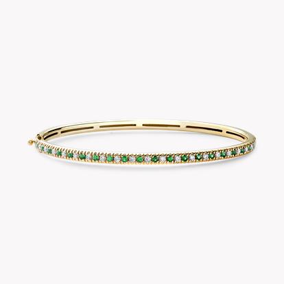 Emerald & Diamond Half Hoop Bangle 1.02ct in 18ct Yellow Gold