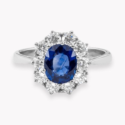 Oval Cut Sapphire and Diamond Cluster Ring
