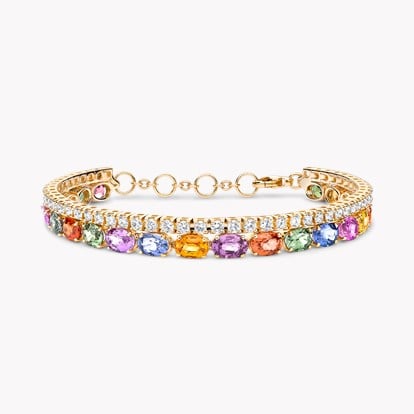 Rainbow Sapphire and Diamond Bracelet 6.57ct in 18ct Rose Gold