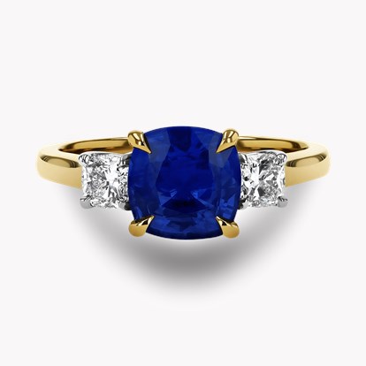 Cushion Cut 2.56ct Madagascan Sapphire and Diamond Ring