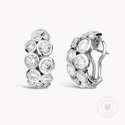Bubbles Diamond Hoop Earrings 3.75ct in 18ct White Gold