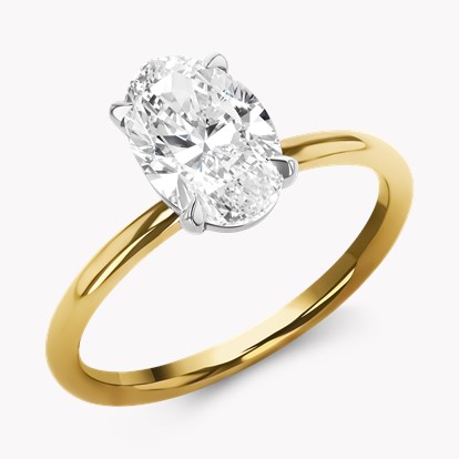 Classic 1.70ct Oval Diamond Solitaire Ring in 18ct Yellow Gold and Platinum