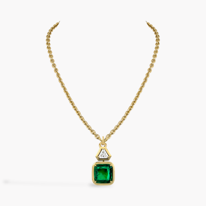 Masterpiece Skimming Stone 5.58ct Muzo Emerald and Diamond Pendant