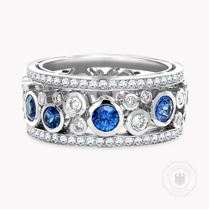 Bubbles Blue Sapphire and Diamond Dress Ring 1.64ct in 18ct White Gold