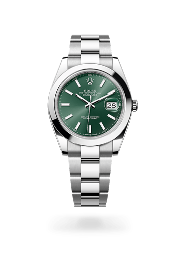 Datejust 41 * Oyster, 41 mm, Oystersteel with a Bright black Smooth bezel and Oyster, three-piece solid links bracelet