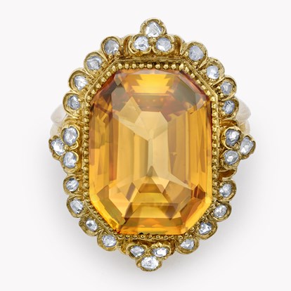 Antique Inspired Octagonal Orange Topaz Ring