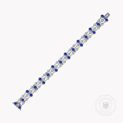 Bubbles Blue Sapphire and Diamond Three-Row Bracelet 5.85ct in 18ct White Gold