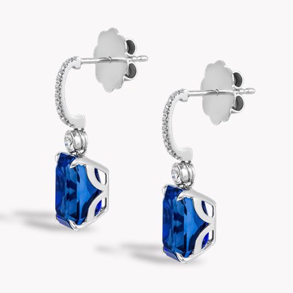 Masterpiece 13.37ct Sri Lankan Sapphire and Diamond Drop Earrings