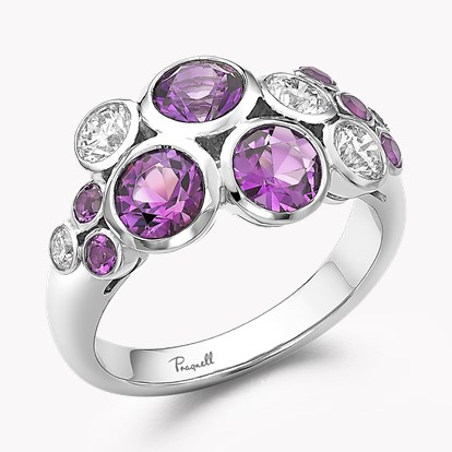 Bubbles Amethyst and Diamond Cocktail Ring 2.18ct in White Gold