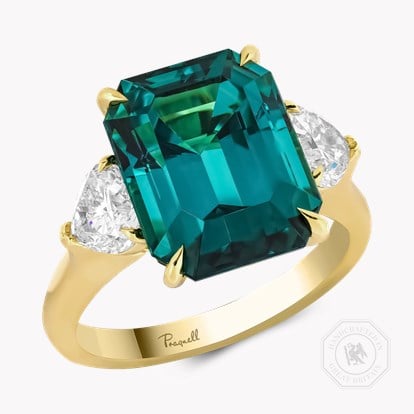 Venus Setting Emerald Cut 8.08ct Namibian Indicolite Tourmaline and Diamond Ring